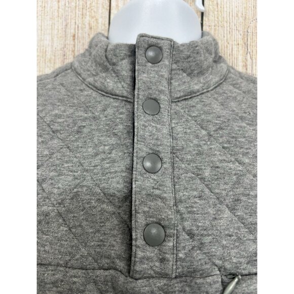 Cremieux Men Quilted Pullover Sweater Sweatshirt M Gray Quarter Snap Mock Neck - Picture 3 of 8